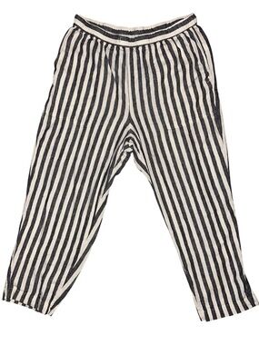 Striped Black & White Pull-On Women's Pants